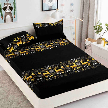 Husa de Pat din Bumbac Finet Craciun – Set 3 Piese pentru Confort si Eleganta | COD 1638-J