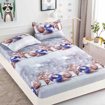Husa de Pat din Bumbac Finet Craciun – Set 3 Piese pentru Confort si Eleganta | COD 1644-J