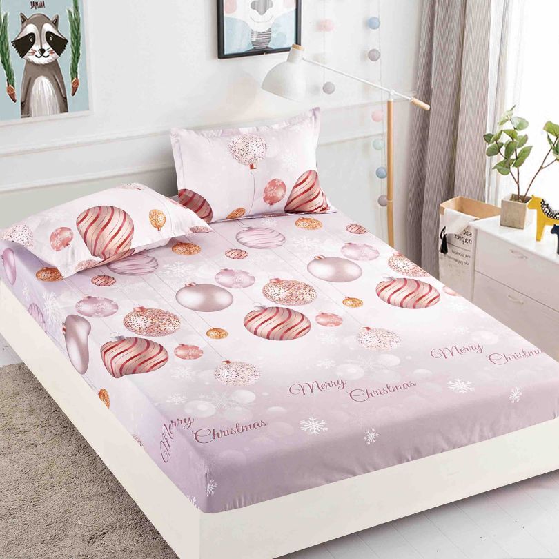 Husa de Pat din Bumbac Finet Craciun – Set 3 Piese pentru Confort si Eleganta | COD 1649-J