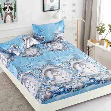 Husa de Pat din Bumbac Finet Craciun – Set 3 Piese pentru Confort si Eleganta | COD 1652-J