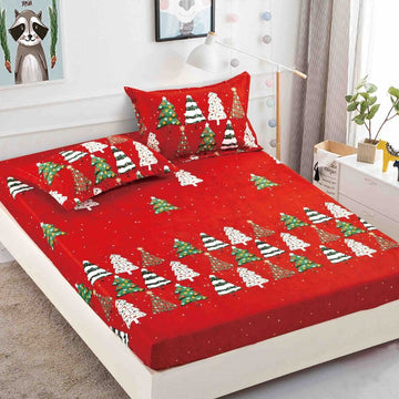 Husa de Pat din Bumbac Finet Craciun – Set 3 Piese pentru Confort si Eleganta | COD 1661-J