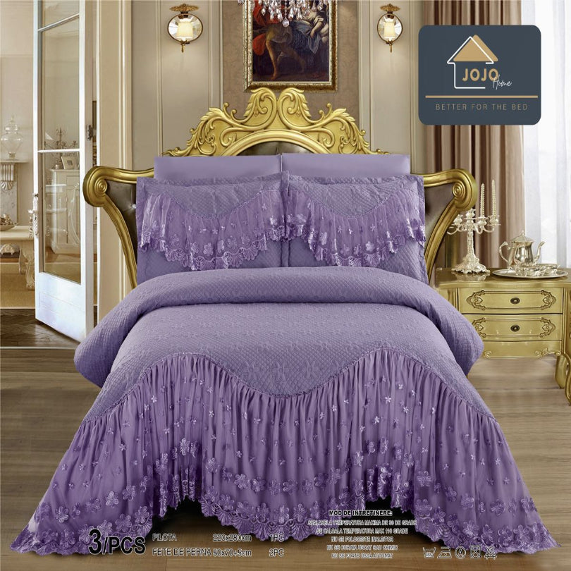 Cuvertura de pat finet – Set complet 3 piese pentru un dormitor elegant si confortabil | COD 1007-J