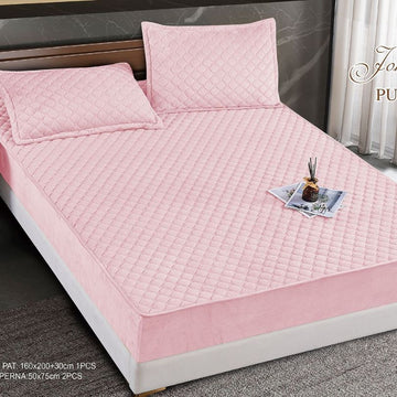 Husa de pat topper catifea – Set complet 3 piese, confort si eleganta pentru patul tau 160X200cm | COD 1571-S