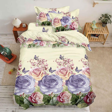 Lenjerie de Pat 1 Persoana din Bumbac Satinat 3D – 4 Piese | Confort si Eleganta Moderna | COD 0740-S