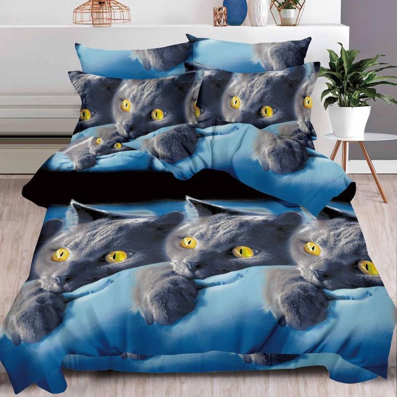 Lenjerie de Pat 3D – 6 Piese din Bumbac Satinat | Culori Vibrante, Confort Premium, Design Modern | COD 1398-S