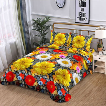Lenjerie de Pat Bumbac Satinat 3D – 4 Piese | Confort Premium si Design Modern | COD 1328-S