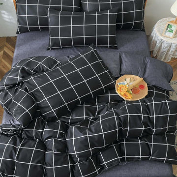 Lenjerie de Pat Bumbac Satinat cu Elastic – 4 Piese | Confort si Eleganta | COD 1242 - S