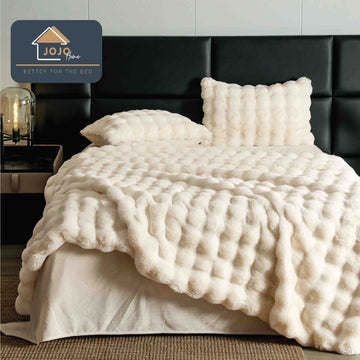 Lenjerie de Pat cu Blanita de Iepure Artificiala - Set 6 Piese | Confort si Eleganta | COD 0861-J