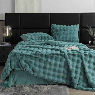 Lenjerie de Pat cu Blanita de Iepure Artificiala - Set 6 Piese | Confort si Eleganta | COD 0868-J