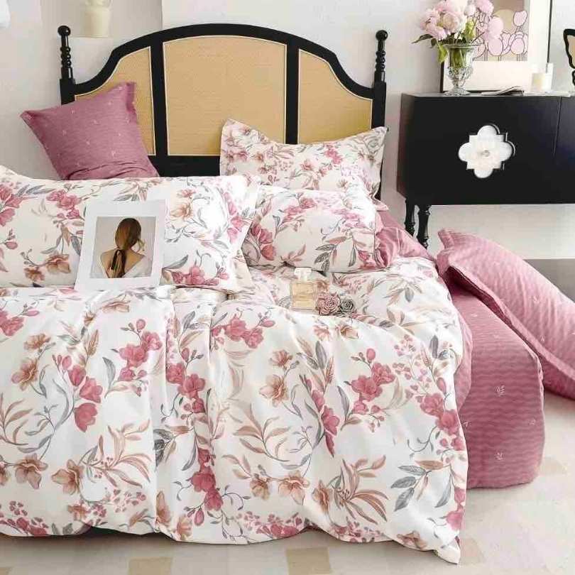 Lenjerie de Pat din Bumbac Finet cu Elastic – 6 Piese | Confort si Eleganta | COD 1291-J