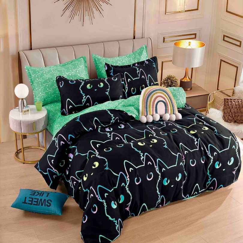 Lenjerie de Pat din Bumbac Finet cu Elastic – 6 Piese | Confort si Eleganta | COD 1315-J