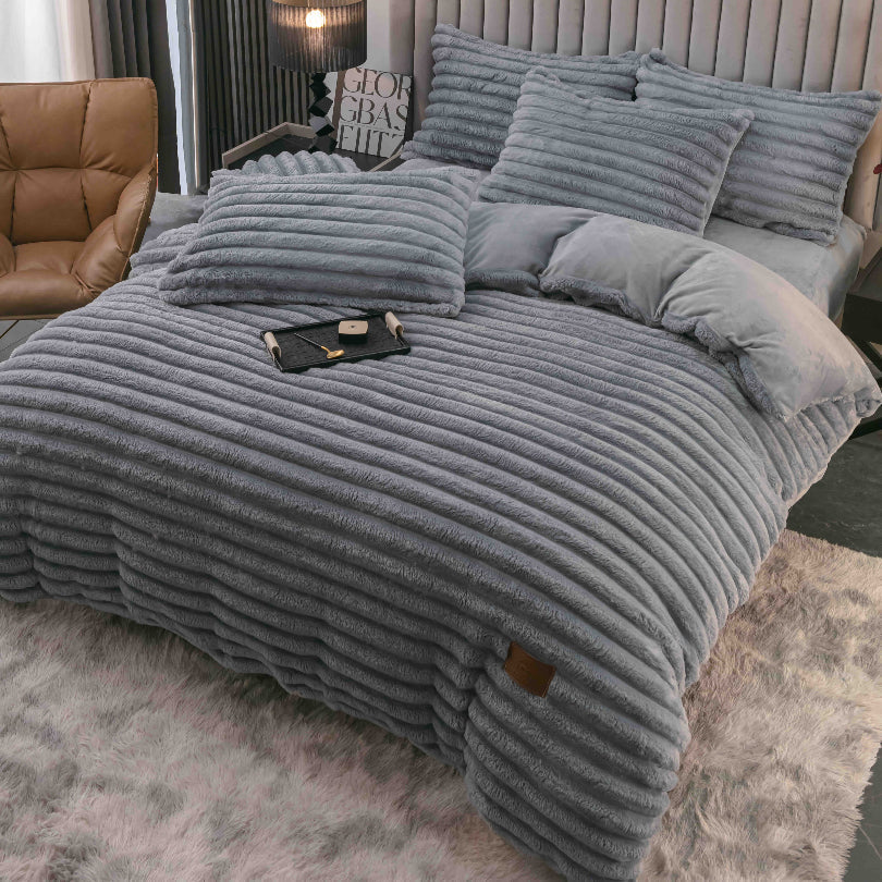 Lenjerie de pat Cocolino - 4 piese | Moale, calduroasa si perfecta pentru sezonul rece | COD 0797-J