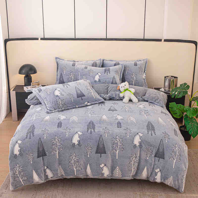 Lenjerie de pat Cocolino cu elastic - 4 piese | Confort și caldura pentru un somn odihnitor | COD 0750-J