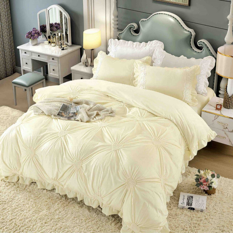 Lenjerii de Pat Catifea cu Elastic 4 Piese - Calitate Premium | COD 0914-J