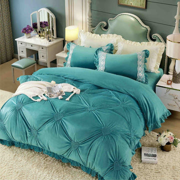 Lenjerii de Pat Catifea cu Elastic 4 Piese - Calitate Premium | COD 0915-J