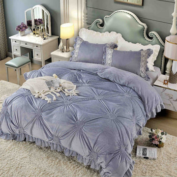 Lenjerii de Pat Catifea cu Elastic 4 Piese - Calitate Premium | COD 0917-J