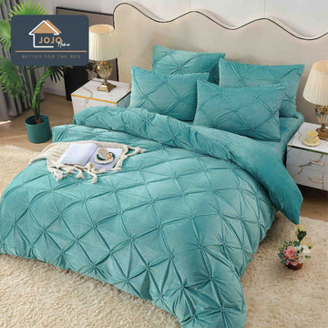 Lenjerii de Pat Catifea cu Elastic 4 Piese - Calitate Premium | COD 0924-J